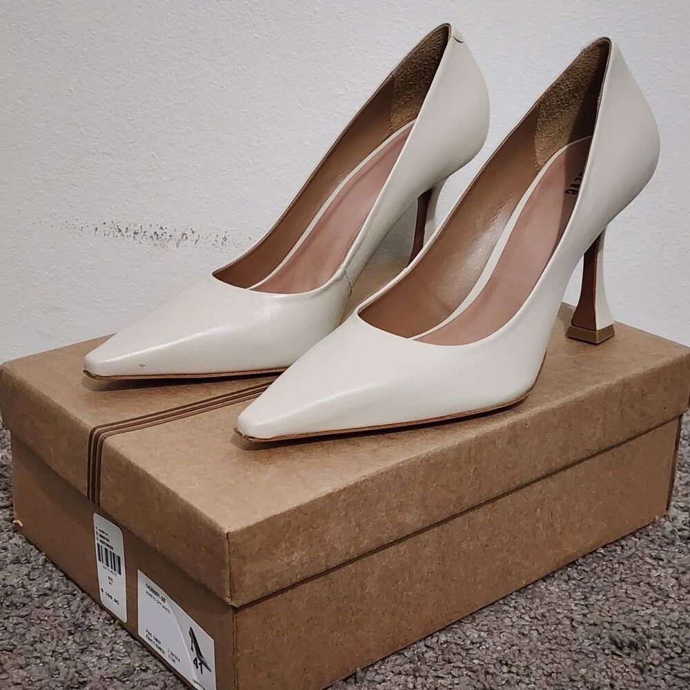 NEW Anthropologie Maeve Pointed-Toe Pump Heels Ivory Off-White Women's Size 41